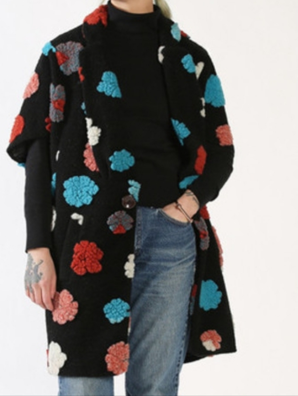 Kurt Lyle Jasper Single Button Dolman 3D Floral  Fold Jacket Size XS
